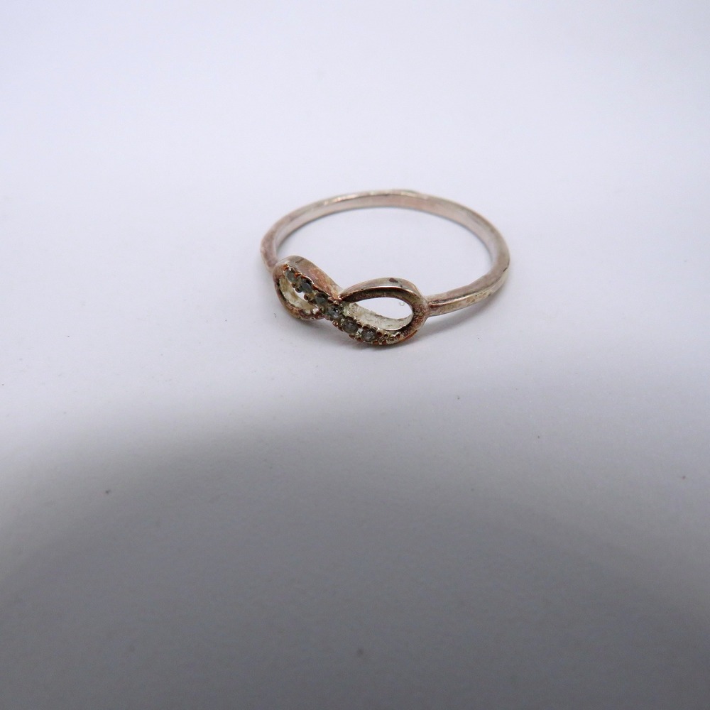 Infinity Knot Ring Silver Tone Pave Accent Band Size 8 Minimalist Jewelry